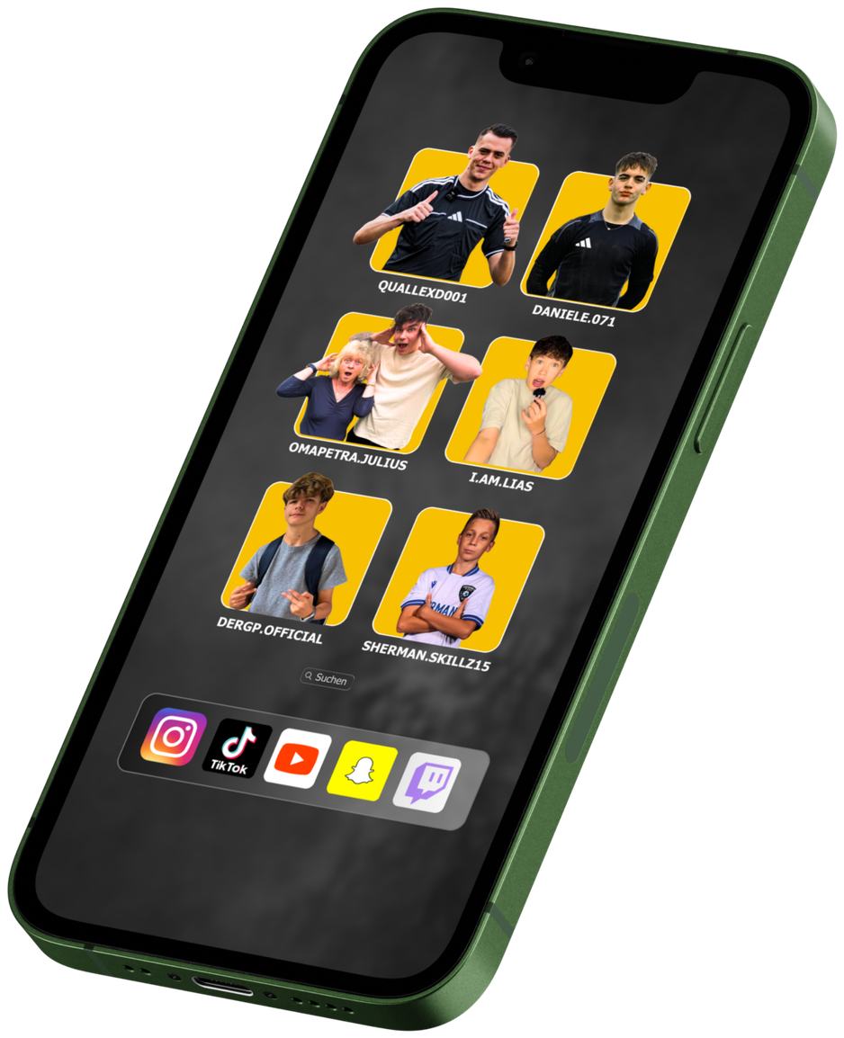 Smartphone mit den Creator-Profilen von SUPERPLUS Management